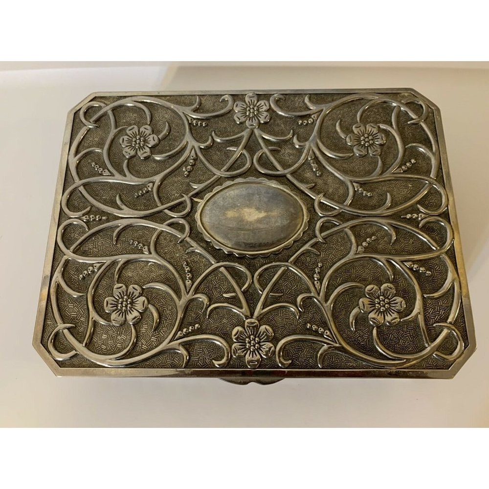 Vintage Godinger Silver Plated Velvet Lined Jewelry Trinket‎ Box 9.5" x 7"